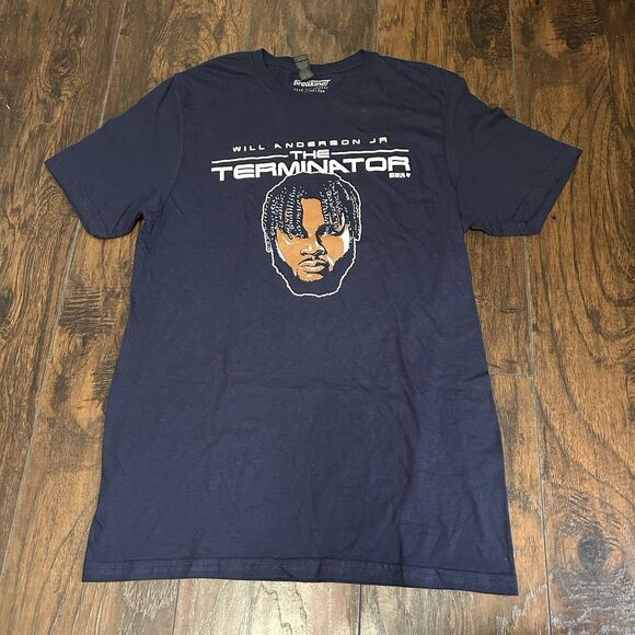 NWOT Houston Texans Will Anderson Jr The Terminator Navy Blue TShirt Adult Large - Picture 1 of 5